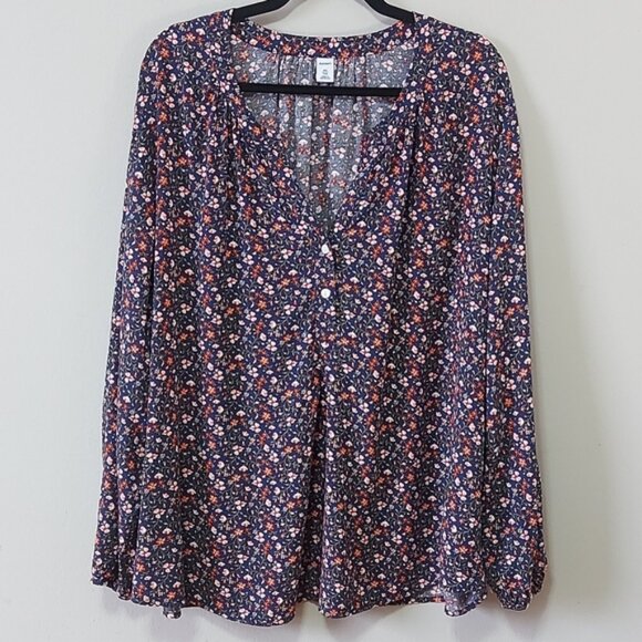 Old Navy Women Top Size XXL Floral Boho Peasant Comfy Beach Split Neck Popover - Picture 1 of 9